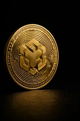 Golden Cryptocurrency Token on Black Background
