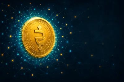 Glowing Golden Cryptocurrency Coin Network Concept