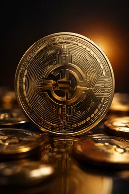 Golden Cryptocurrency Coin Macro Finance Concept