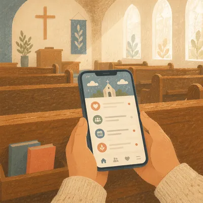 Church App Notifications on Smartphone Pew