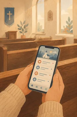 Church App Notifications on Smartphone in Chapel