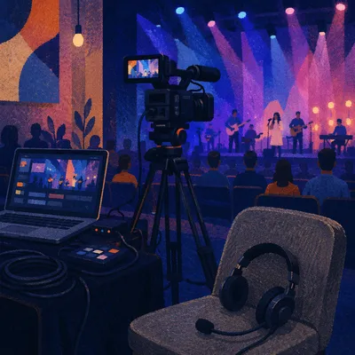 Church Live Streaming Camera and Laptop Setup