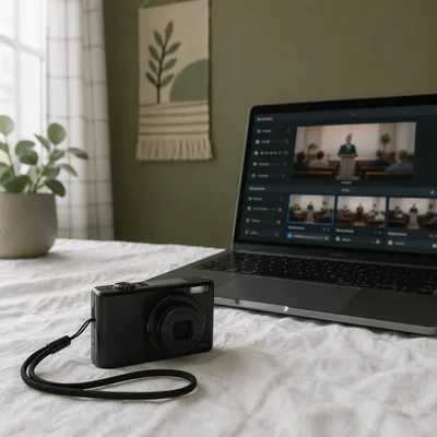 Church Live Streaming Camera and Laptop Setup