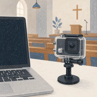 Church Live Streaming Camera and Laptop Desk