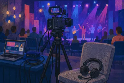 Church Live Streaming Camera and Laptop Setup