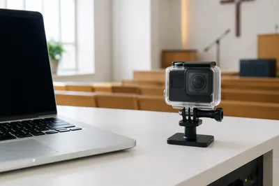 Church Live Streaming Camera Desk Setup