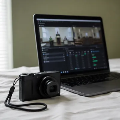 Church Live Streaming Camera and Laptop Setup