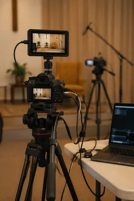 Church Live Streaming Camera and Laptop Setup