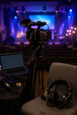 Church Live Streaming Camera and Laptop Setup