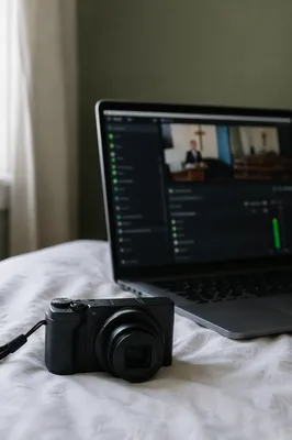 Church Live Streaming Camera and Laptop Setup