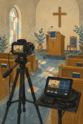 Church Livestream Camera on Tripod Setup