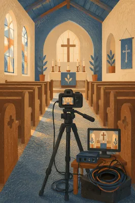 Church Livestream Camera in Rear Aisle