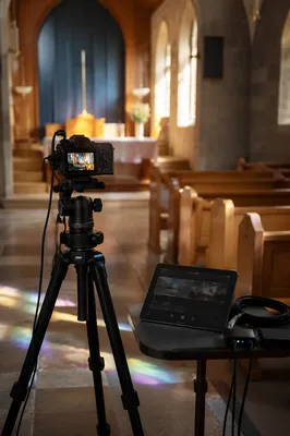 Church Livestream Camera on Tripod Setup