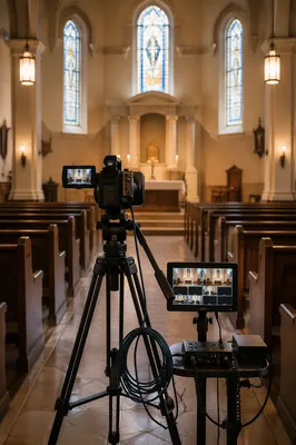 Church Livestream Camera in Rear Aisle