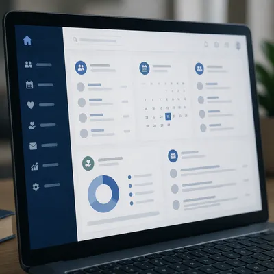 Church Management Dashboard on Laptop Screen