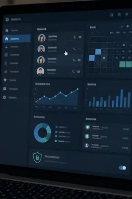 Church Management Dashboard on Laptop Screen