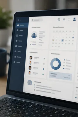Church Management Dashboard on Laptop Screen