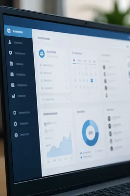 Church Management Software Dashboard on Laptop