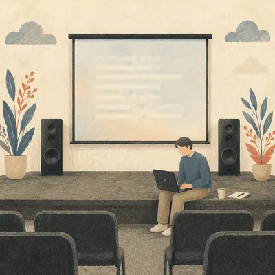 Projector Screen in Modern Auditorium Interior