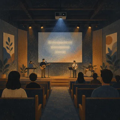 Projector Screen in Contemporary Worship Hall
