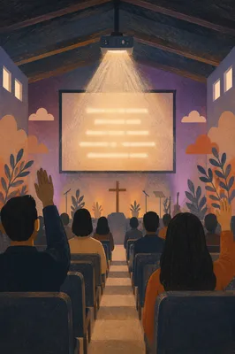 Projector Screen in Contemporary Church Auditorium