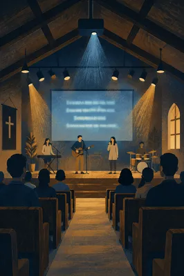 Projector Screen in Contemporary Worship Hall