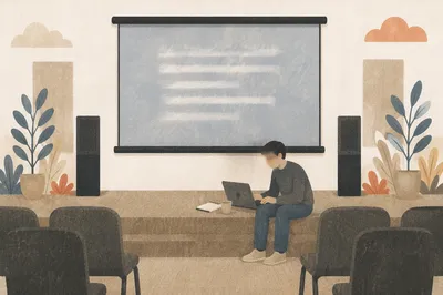 Modern Auditorium with Projector Screen