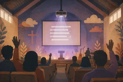Projector Screen in Modern Church Auditorium