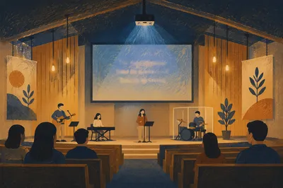 Projector Screen in Contemporary Worship Hall