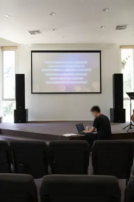 Projector Screen in Modern Auditorium Interior