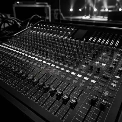Professional Audio Mixing Console Close Up