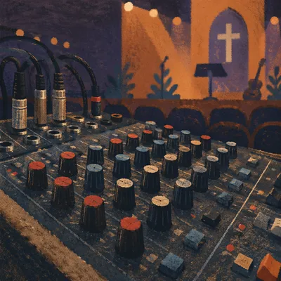 Audio Mixing Console in Dim Sanctuary