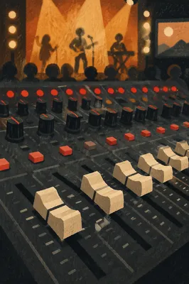 Close-Up Audio Mixing Console Controls