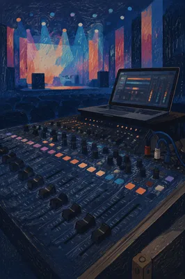 Digital Audio Mixing Console Close Up