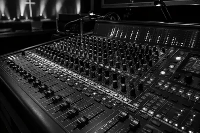 Professional Audio Mixing Console Close Up