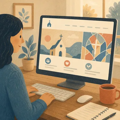 Modern Church Website on Desktop Monitor