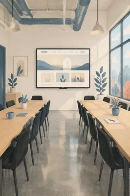 Modern Church Website Display in Meeting Room
