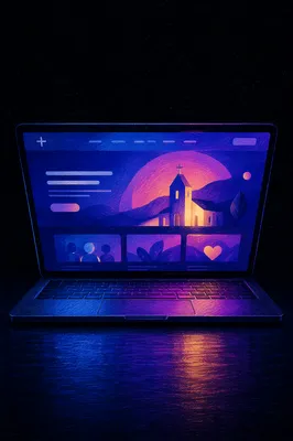 Modern Church Website Glow on Laptop