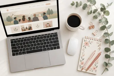 Modern Church Website Workspace Flat Lay