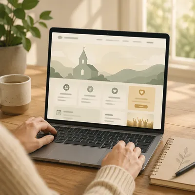 Modern Church Website on Laptop Screen