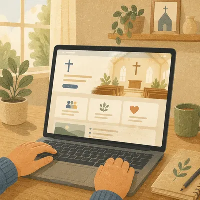 Modern Church Website on Laptop Screen