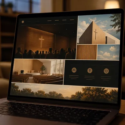 Modern Church Website Display on Laptop
