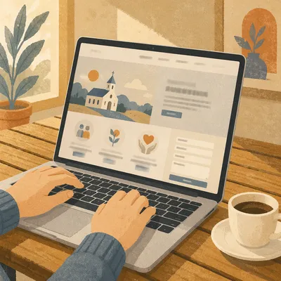 Modern Church Website on Laptop Screen