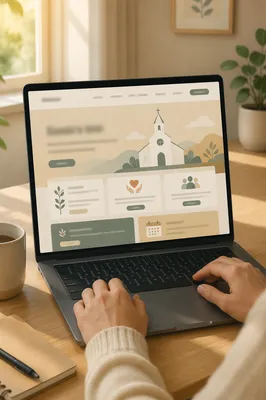 Modern Church Website on Laptop Screen