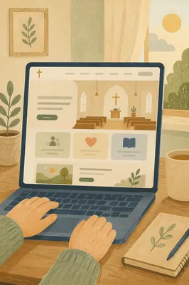 Modern Church Website on Laptop Screen