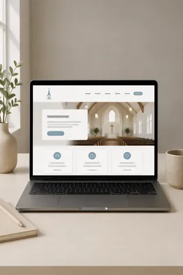 Modern Church Website Displayed on Laptop