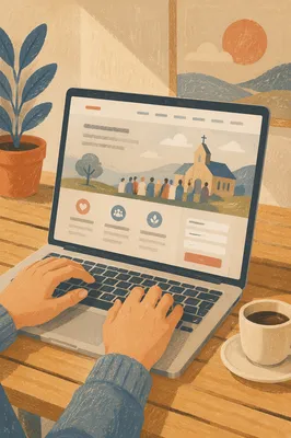 Modern Church Website on Laptop Screen