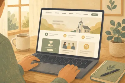 Modern Church Website Displayed on Laptop