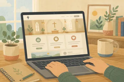 Modern Church Website on Laptop Screen