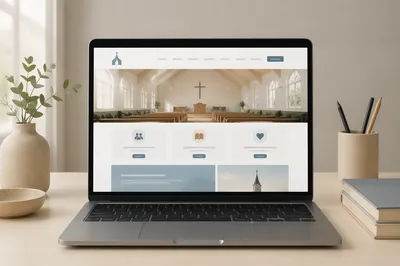Modern Church Website Displayed on Laptop
